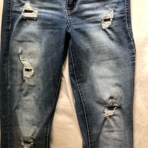 Denim flex high waist distress jeggings